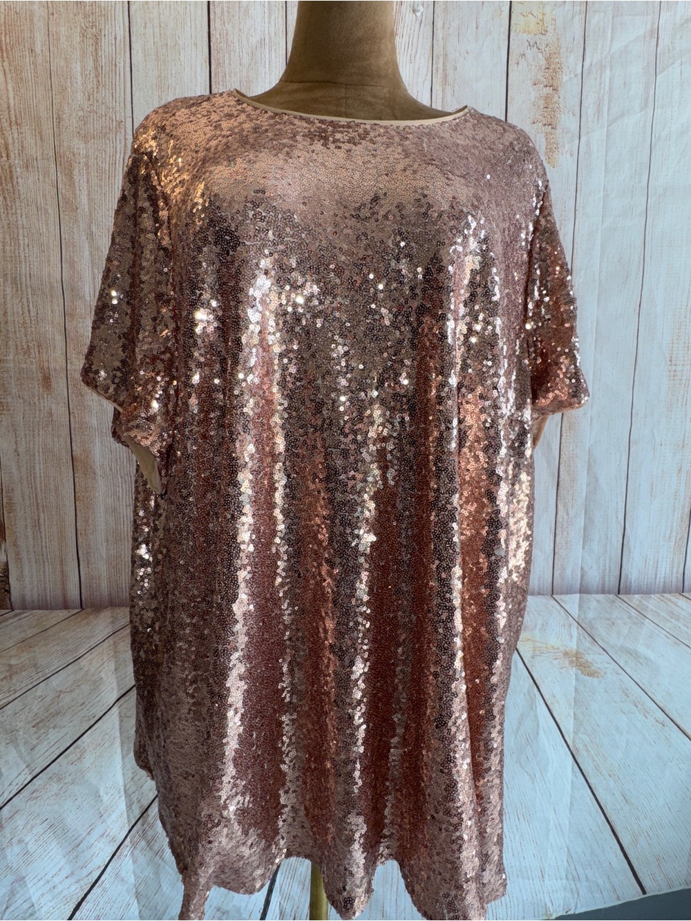 TORRID Abbey Sequin Top, Beige Champagne Color, Party Or Special Occasion, 5 5X - Picture 6 of 16